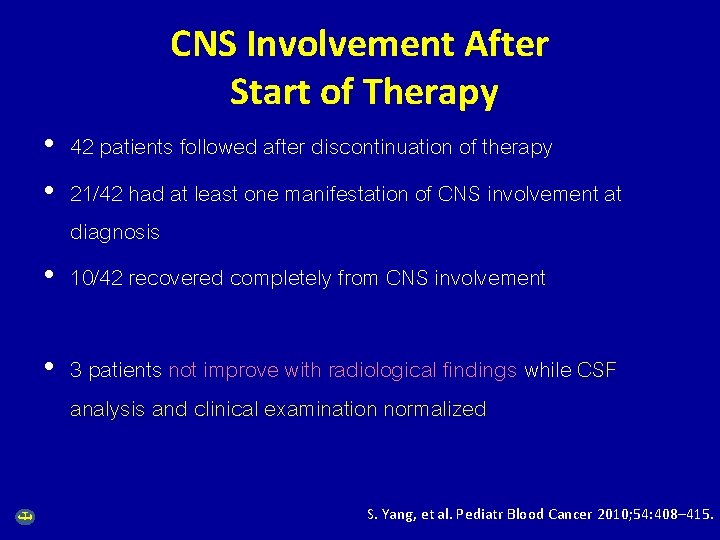 CNS Involvement After Start of Therapy • 42 patients followed after discontinuation of therapy