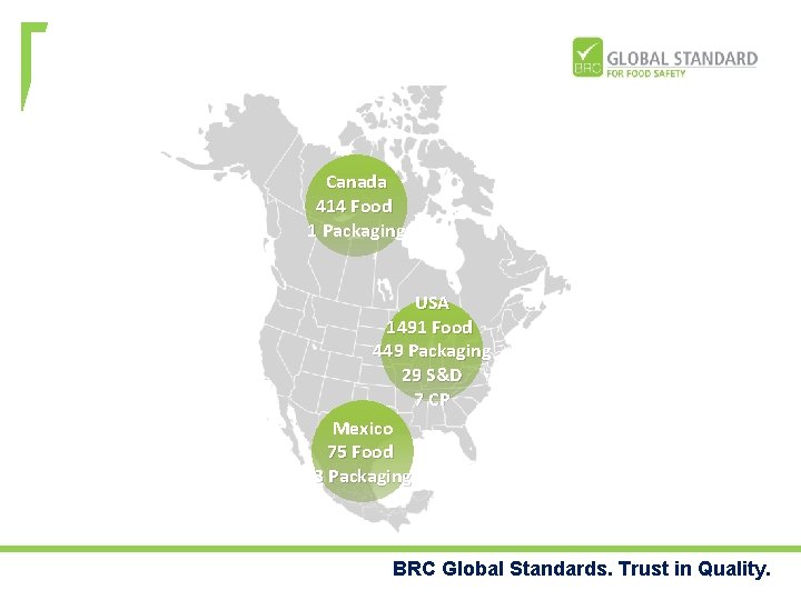 Canada 414 Food 1 Packaging USA 1491 Food 449 Packaging 29 S&D 7 CP