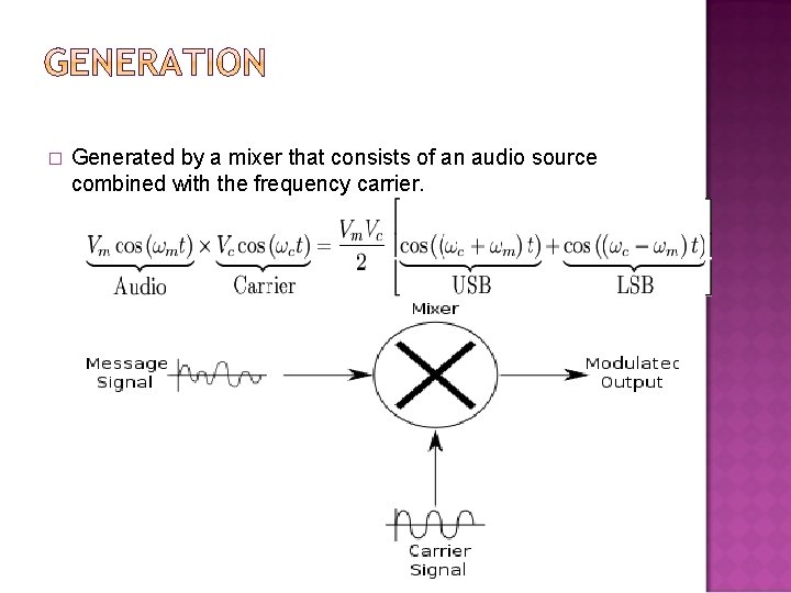 � Generated by a mixer that consists of an audio source combined with the