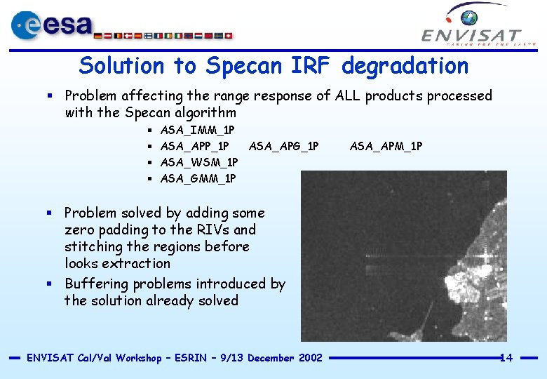 Solution to Specan IRF degradation § Problem affecting the range response of ALL products