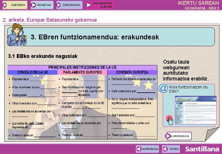 SARRERA ARIKETAK ONDORIOAK IKERTU SAREAN BALIABIDEEN ALBUMA GEOGRAFIA - DBH 3 2. ariketa. Europar