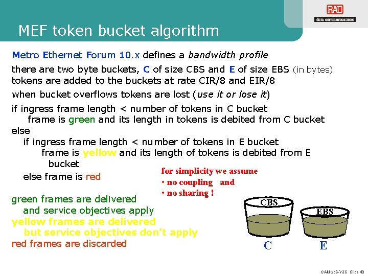 MEF token bucket algorithm Metro Ethernet Forum 10. x defines a bandwidth profile there