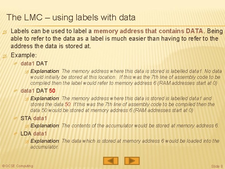 The LMC – using labels with data Labels can be used to label a