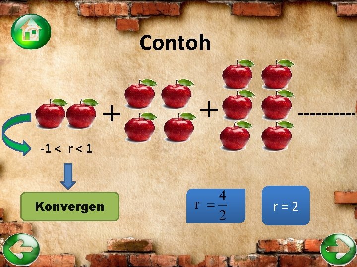 Contoh -1 < r < 1 Konvergen r=2 