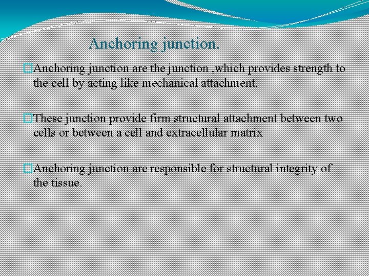 Anchoring junction. �Anchoring junction are the junction , which provides strength to the Anchoring junction. �Anchoring junction are the junction , which provides strength to the