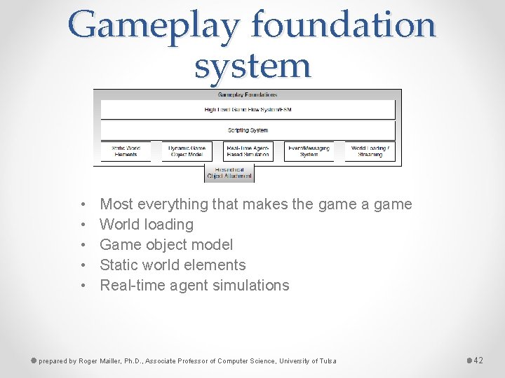 Gameplay foundation system • • • Most everything that makes the game a game