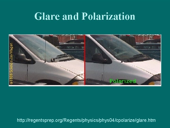 Glare and Polarization http: //regentsprep. org/Regents/physics/phys 04/cpolarize/glare. htm Glare and Polarization http: //regentsprep. org/Regents/physics/phys 04/cpolarize/glare. htm
