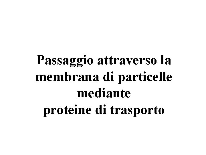 Passaggio attraverso la membrana di particelle mediante proteine di trasporto 