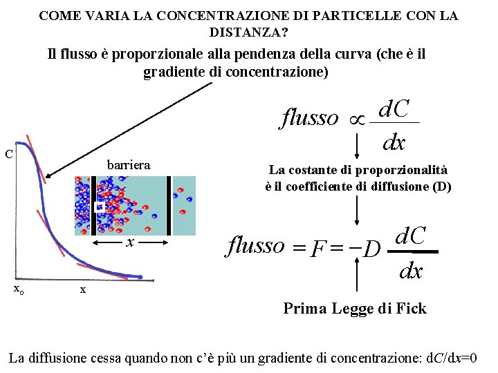 COME VARIA LA CONCENTRAZIONE DI PARTICELLE CON LA DISTANZA? Il flusso è proporzionale alla