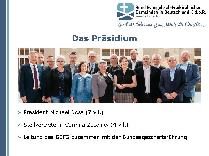 Das Präsidium > Präsident Michael Noss (7. v. l. ) > Stellvertreterin Corinna Zeschky
