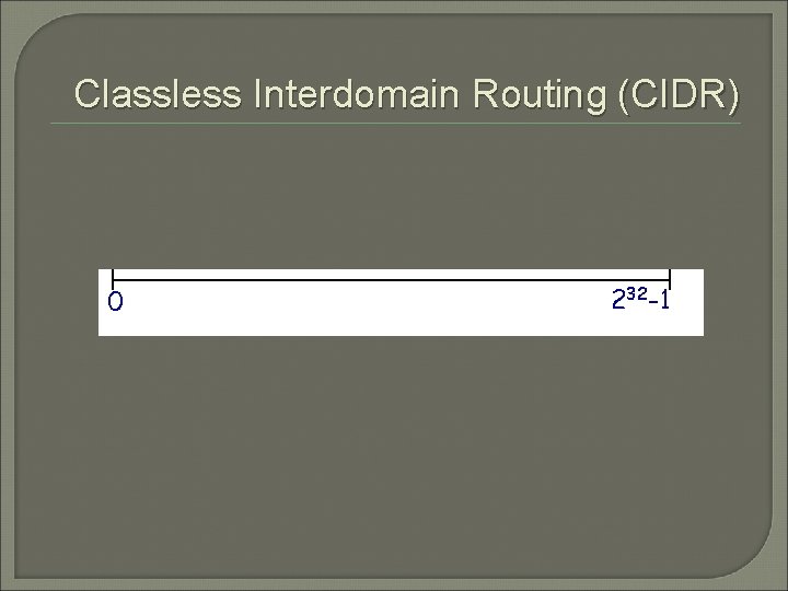 Classless Interdomain Routing (CIDR) 0 232 -1 