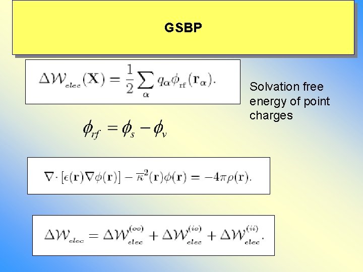 GSBP Solvation free energy of point charges 