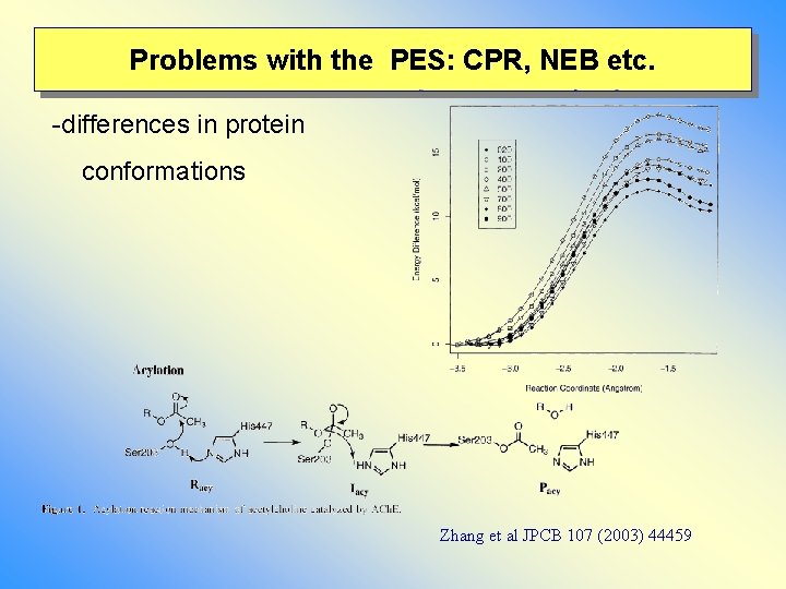 Problems with the PES: CPR, NEB etc. -differences in protein conformations Zhang et al