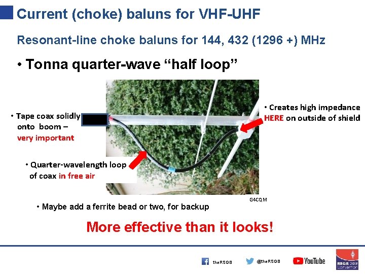 Current (choke) baluns for VHF-UHF Resonant-line choke baluns for 144, 432 (1296 +) MHz