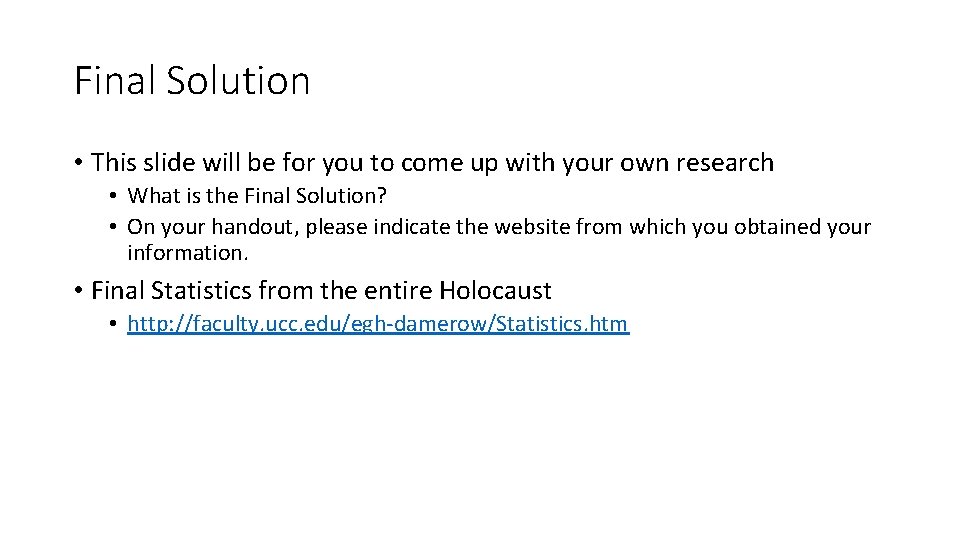 Final Solution • This slide will be for you to come up with your