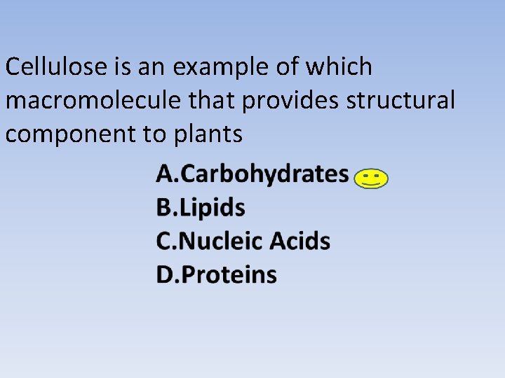 Cellulose is an example of which macromolecule that provides structural component to plants 