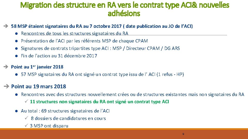 Migration des structure en RA vers le contrat type ACI& nouvelles adhésions è 58