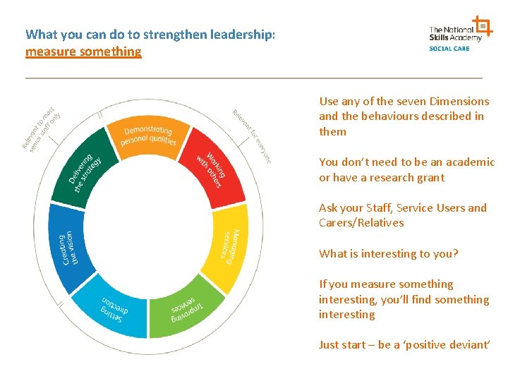 What you can do to strengthen leadership: measure something Use any of the seven
