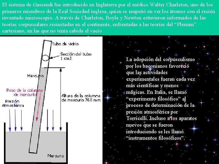 El sistema de Gassendi fue introducido en Inglaterra por el médico Walter Charleton, uno