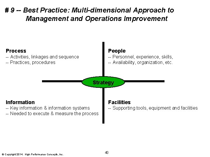 # 9 -- Best Practice: Multi-dimensional Approach to Management and Operations Improvement Process People