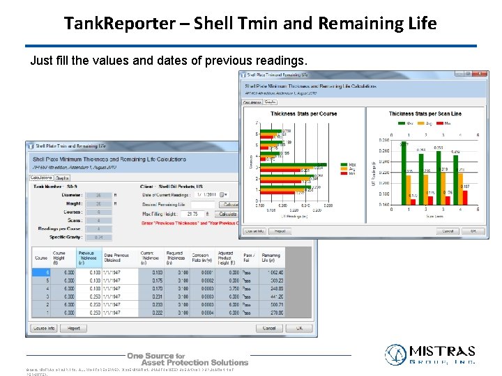 Tank. Reporter – Shell Tmin and Remaining Life Just fill the values and dates