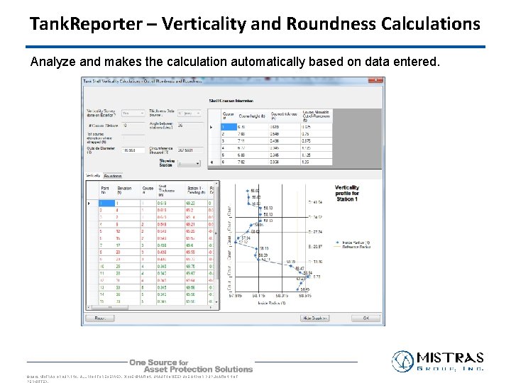 Tank. Reporter – Verticality and Roundness Calculations Analyze and makes the calculation automatically based