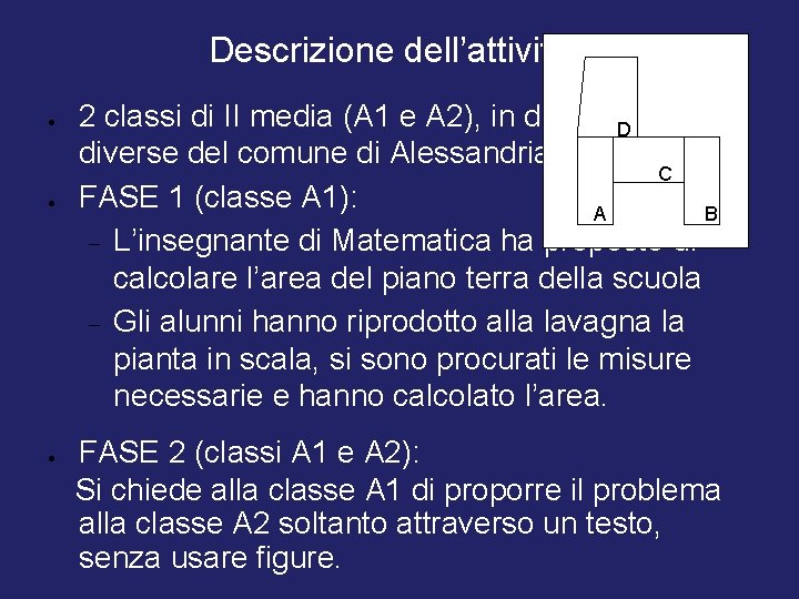 Descrizione dell’attività 2 classi di II media (A 1 e A 2), in due