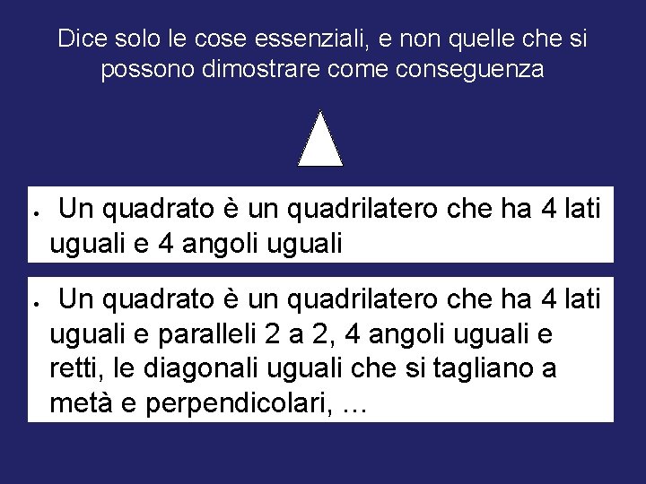 Dice solo le cose essenziali, e non quelle che si possono dimostrare come conseguenza