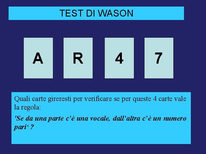 TEST DI WASON A R 4 7 Quali carte gireresti per verificare se per