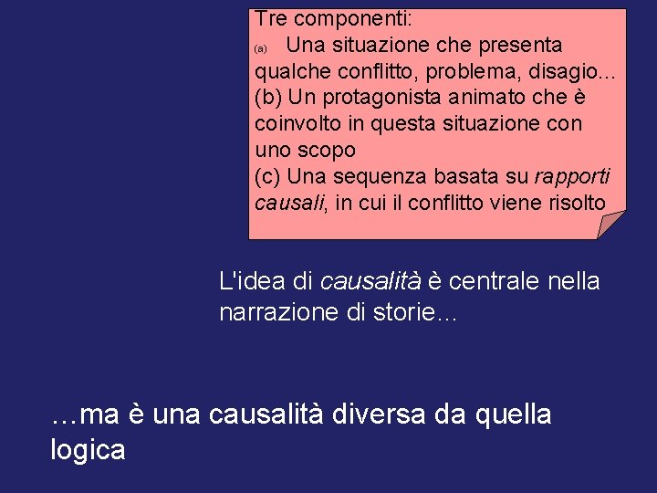 Tre componenti: (a) Una situazione che presenta qualche conflitto, problema, disagio. . . (b)