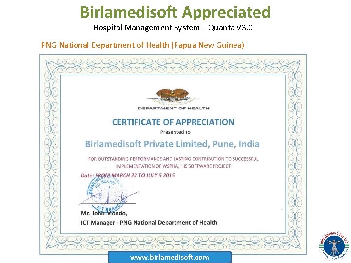 Birlamedisoft Appreciated Hospital Management System – Quanta V 3. 0 PNG National Department of