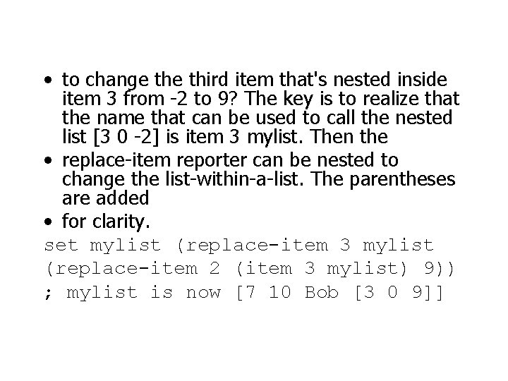  • to change third item that's nested inside item 3 from -2 to