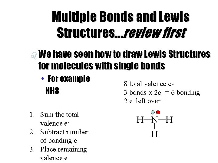 Multiple Bonds and Lewis Structures…review first b We have seen how to draw Lewis