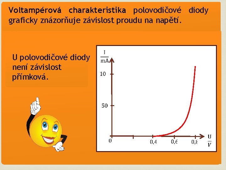 Voltampérová charakteristika polovodičové diody graficky znázorňuje závislost proudu na napětí. U polovodičové diody není