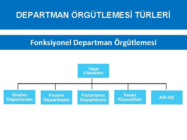 DEPARTMAN ÖRGÜTLEMESİ TÜRLERİ Fonksiyonel Departman Örgütlemesi 