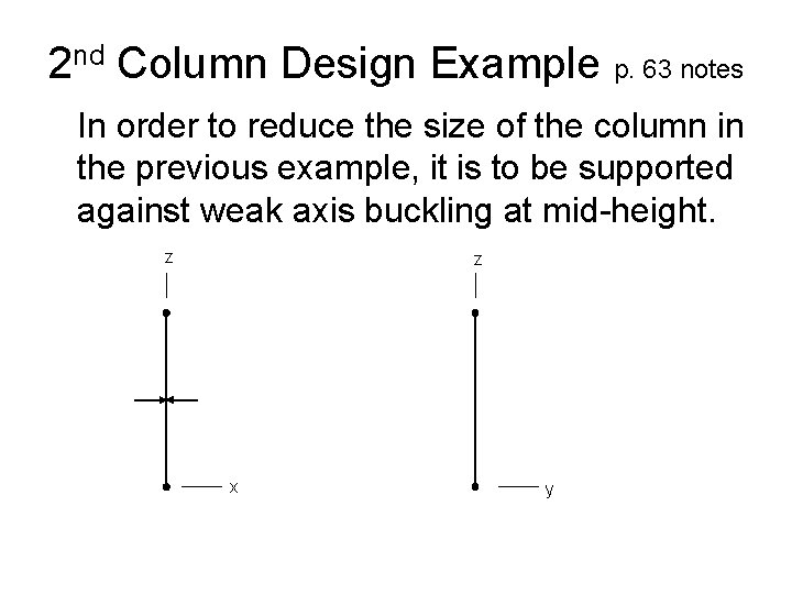 2 nd Column Design Example p. 63 notes In order to reduce the size