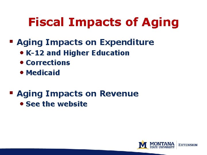 Fiscal Impacts of Aging § Aging Impacts on Expenditure § Aging Impacts on Revenue