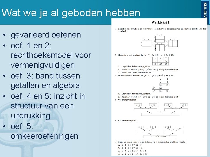 Wat we je al geboden hebben • gevarieerd oefenen • oef. 1 en 2: