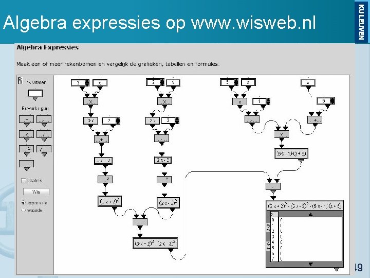 Algebra expressies op www. wisweb. nl 49 