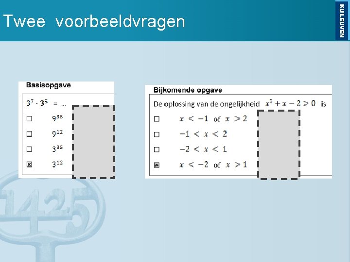 Twee voorbeeldvragen 