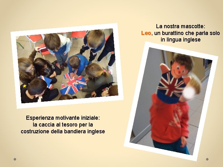 La nostra mascotte: Leo, un burattino che parla solo in lingua inglese Esperienza motivante