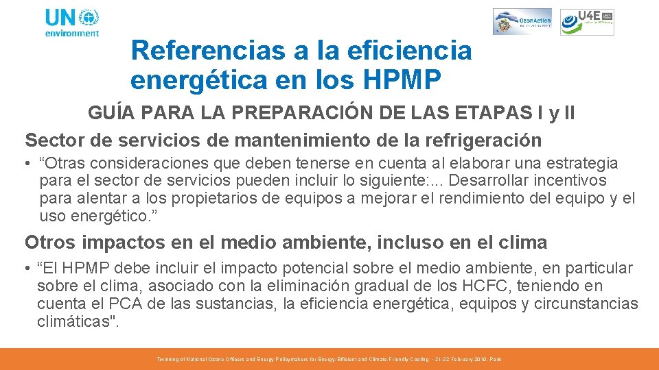 Referencias a la eficiencia energética en los HPMP GUÍA PARA LA PREPARACIÓN DE LAS