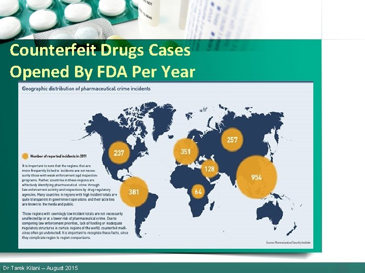 Counterfeit Drugs Cases Opened By FDA Per Year Dr. Tarek Kilani – August 2015