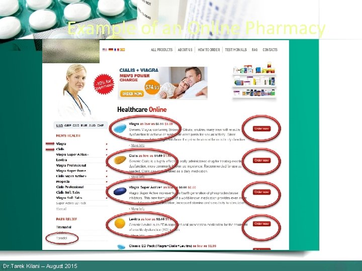 Example of an Online Pharmacy Dr. Tarek Kilani – August 2015 