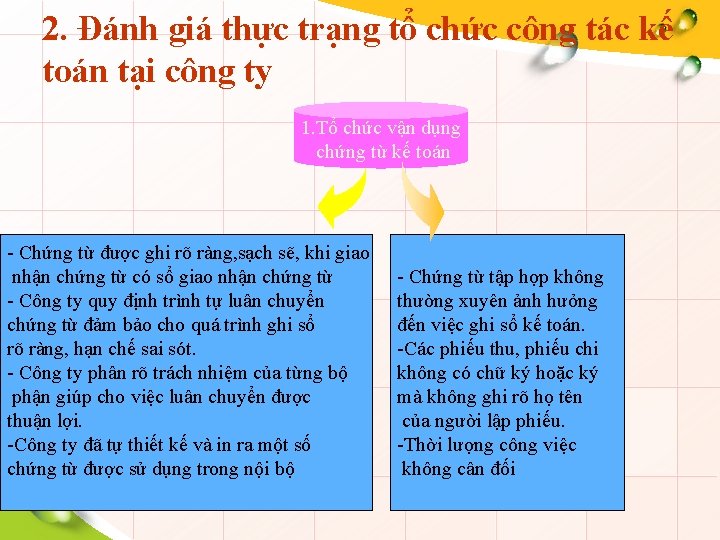 2. Đánh giá thực trạng tổ chức công tác kế toán tại công ty