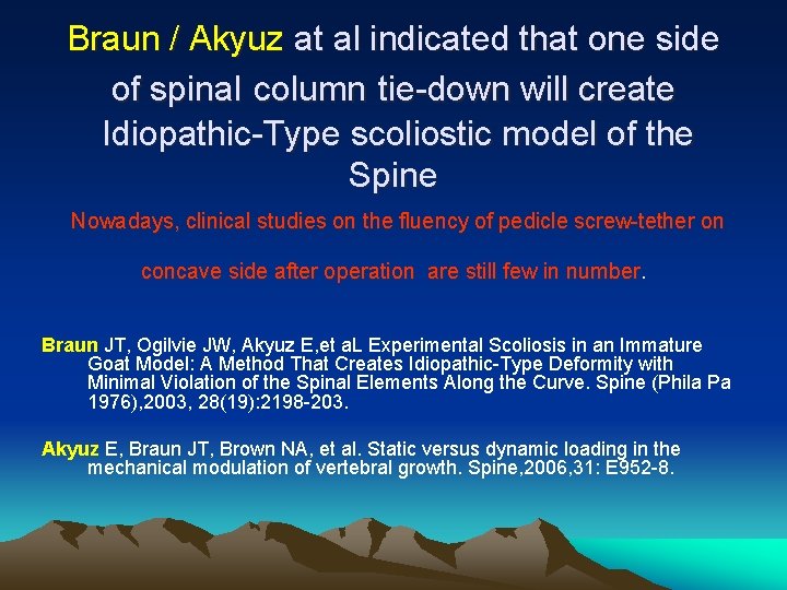 Braun / Akyuz at al indicated that one side of spinal column tie-down will