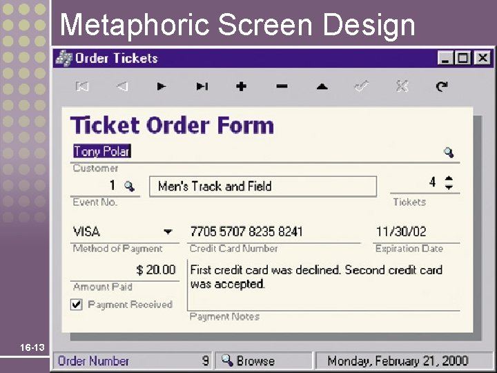 Metaphoric Screen Design 16 -13 