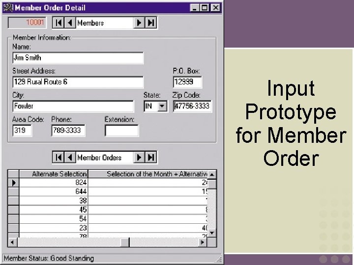 Input Prototype for Member Order 16 -24 