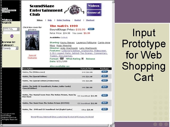 Input Prototype for Web Shopping Cart 16 -26 