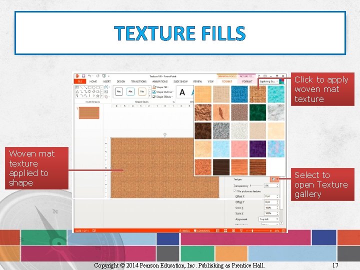TEXTURE FILLS Click to apply woven mat texture Woven mat texture applied to shape